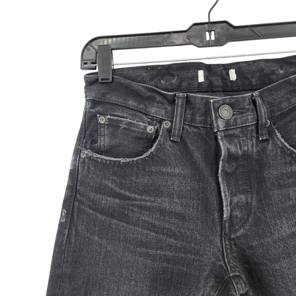 Moussy Vintage Women's Black Chewed Raw Hems Distressed Denim Jeans - Picture 2 of 10
